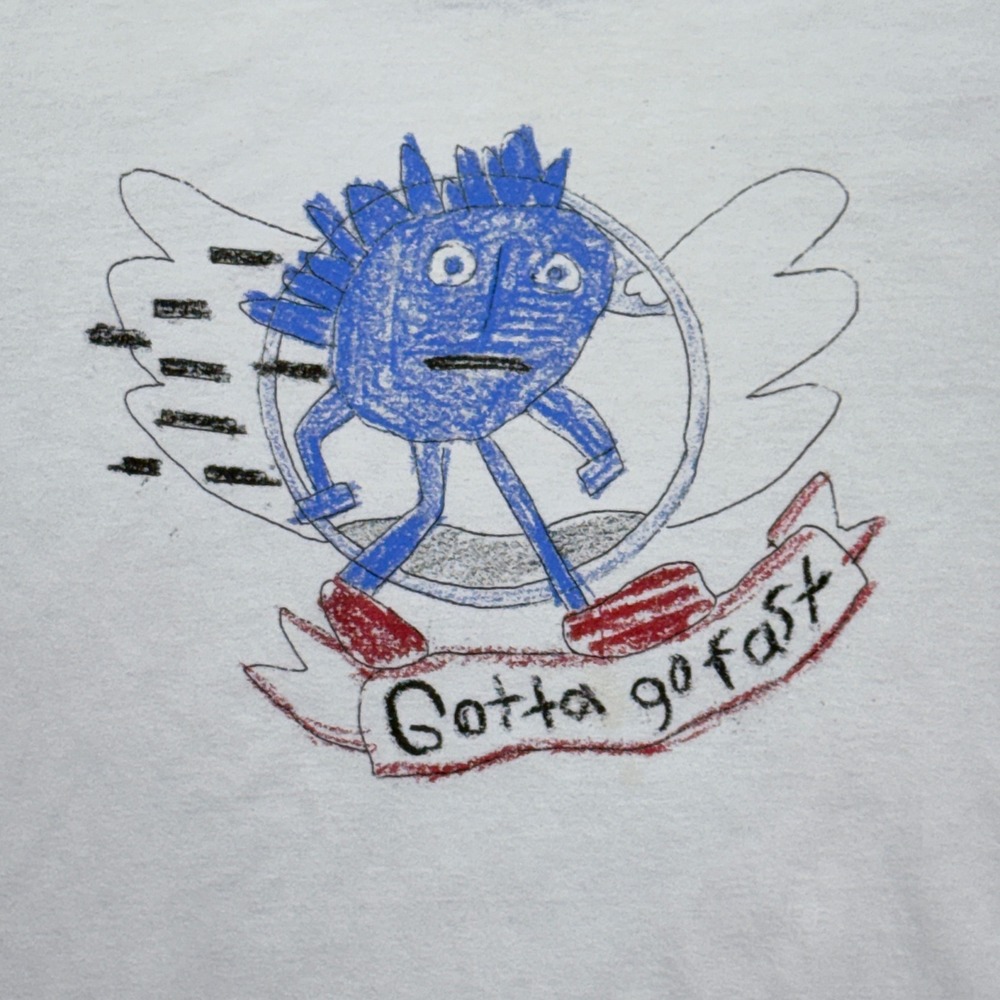 Sanic Gotta Go Fast Sonic Meme Ringer T Shirt Mens 2XL Crayon Graphic Blue White